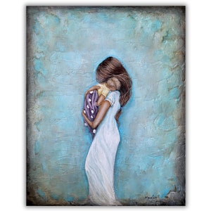 Mother holding baby print, mom and child wall art, nursery decor