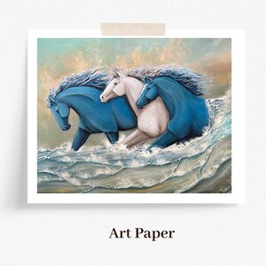 running horses in ocean wave coastal art print image 6