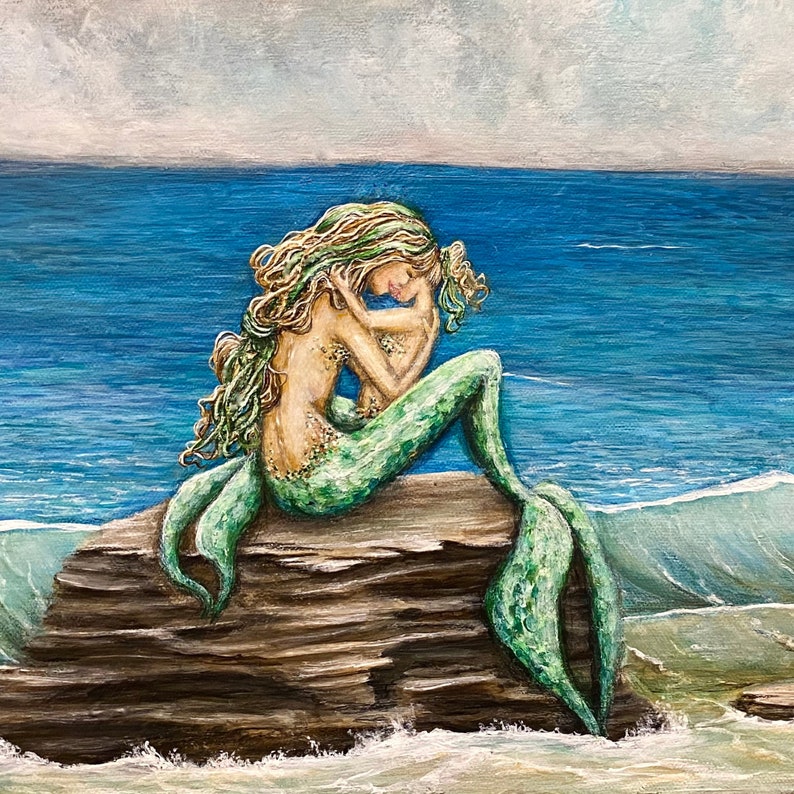 Mother and Daughter Mermaid Art Mom Holding Child Print - Etsy