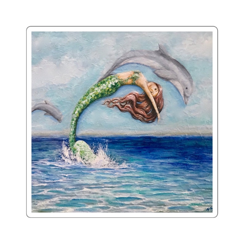 Dolphin and mermaid sticker large mermaid decal