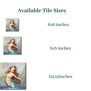 Mermaid decorative tile, coastal ceramic back splash decor image 2