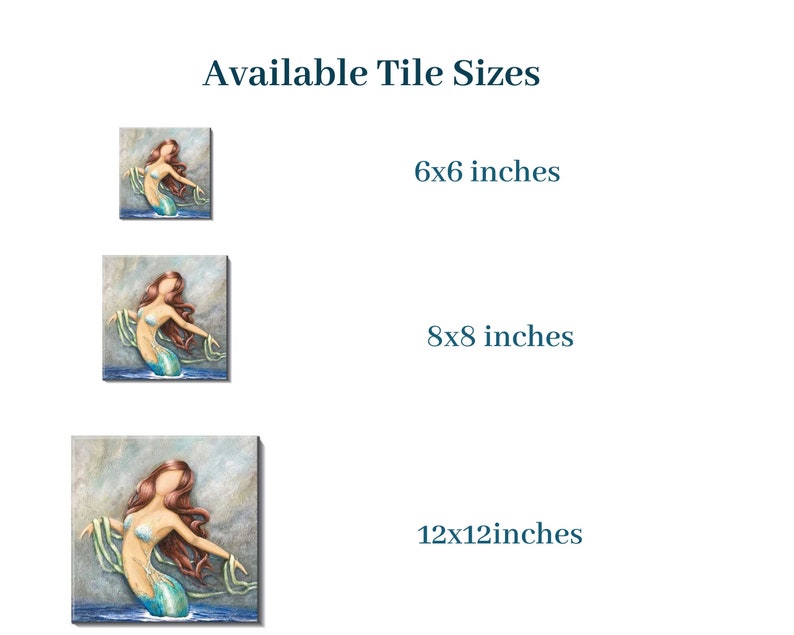 Mermaid decorative tile, coastal ceramic back splash decor image 2