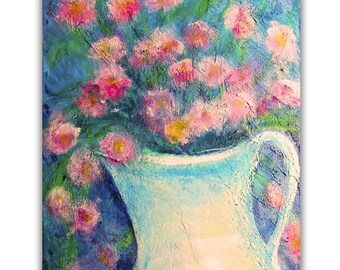 Country wild flowers in pitcher art print