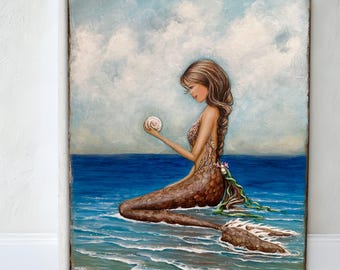 Mermaid ocean beach painting on canvas