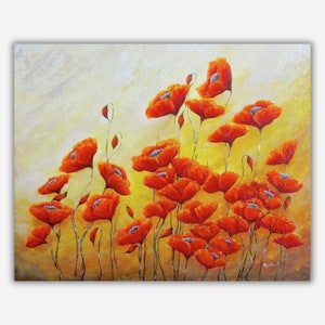 red poppy wall art colorful flower painting print