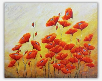 red poppy wall art colorful flower painting print