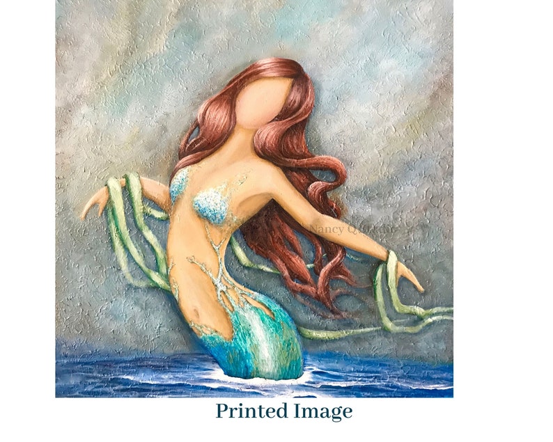 Mermaid decorative tile, coastal ceramic back splash decor image 6