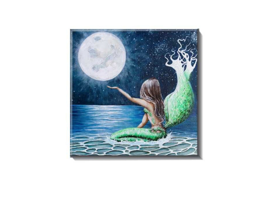 Mermaid Moon Ceramic Tile Coastal Decor, Ocean Backsplash Tiles for ...