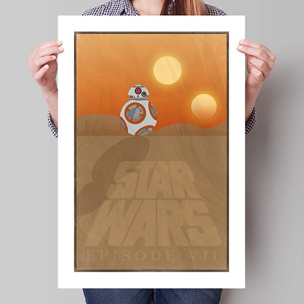 STAR WARS The Force Awakens Inspired BB-8 Minimalist Movie Poster Print - 13"x19" (33x48 cm)