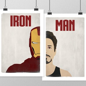 IRON MAN Poster Set, Avengers Minimalist Posters, Black and White Large Wall Art, College Student Gift Dorm Decor, Gift for Him, Art Print image 2