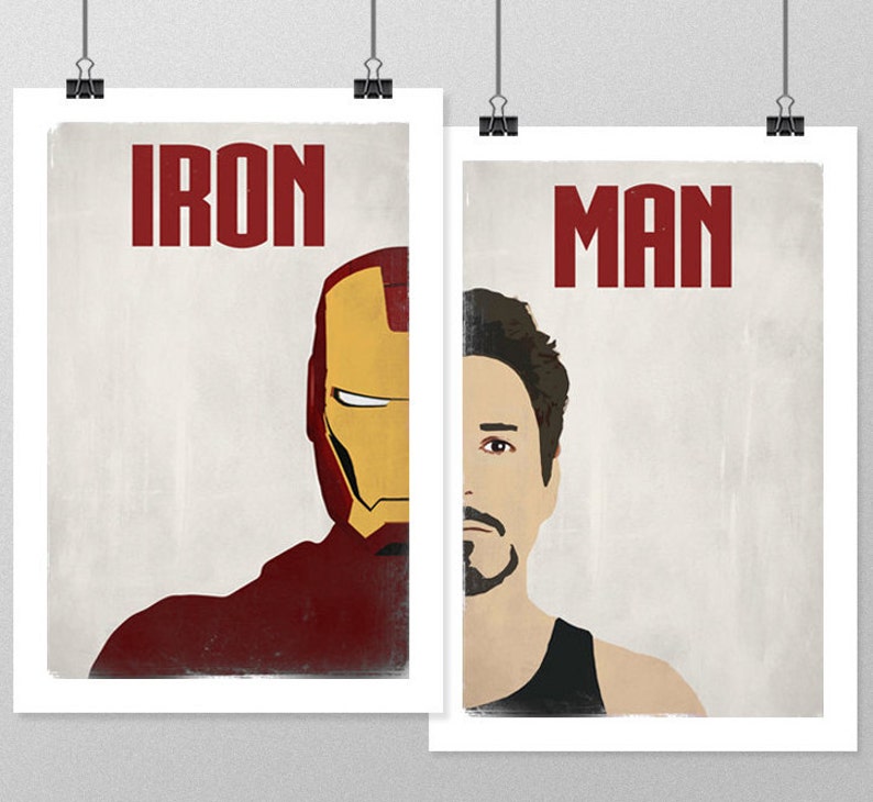 IRON MAN Poster Set, Avengers Minimalist Posters, Black and White Large Wall Art, College Student Gift Dorm Decor, Gift for Him, Art Print image 2