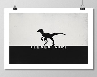 JURASSIC PARK Inspired Raptor Minimalist Movie Poster Print - 13"x19" (33x48 cm)