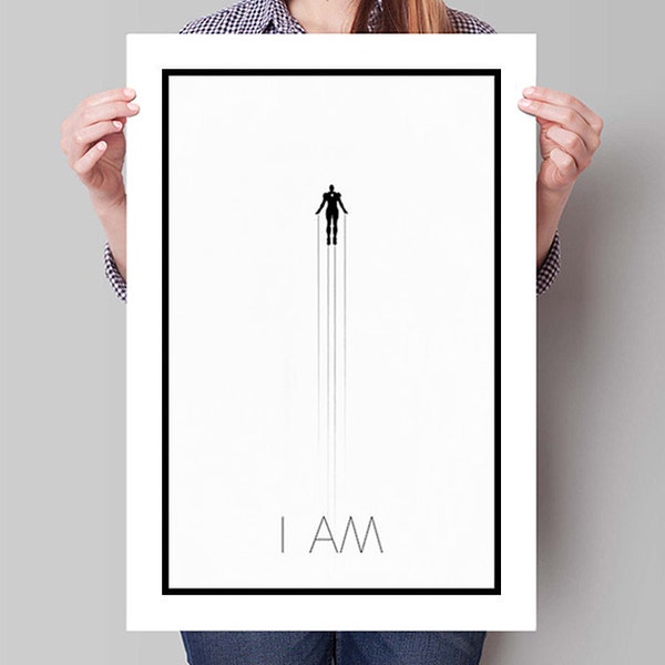 IRON MAN Poster, Avengers Minimalist Posters, Black and White Large Wall Art, College Student Gift Dorm Decor, Gift for Him, Art Print