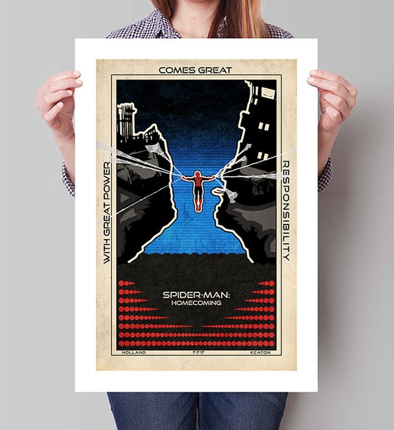Spider Man Homecoming Movie Poster Minimalist Large Wall Art Etsy