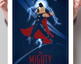 THOR Inspired Retro Movie Poster Print - 13"x19" (33x48 cm)