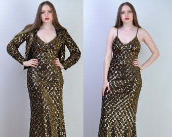 Gold Sequin Dress - Etsy