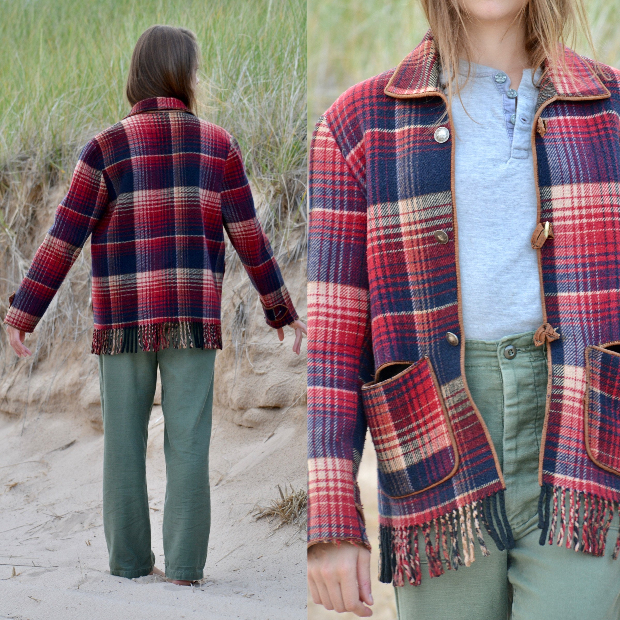 今ならほぼ即納！ 30s Vintage Plaid Antique OOAK Handmade | Coat Blanket ジャケット・アウター