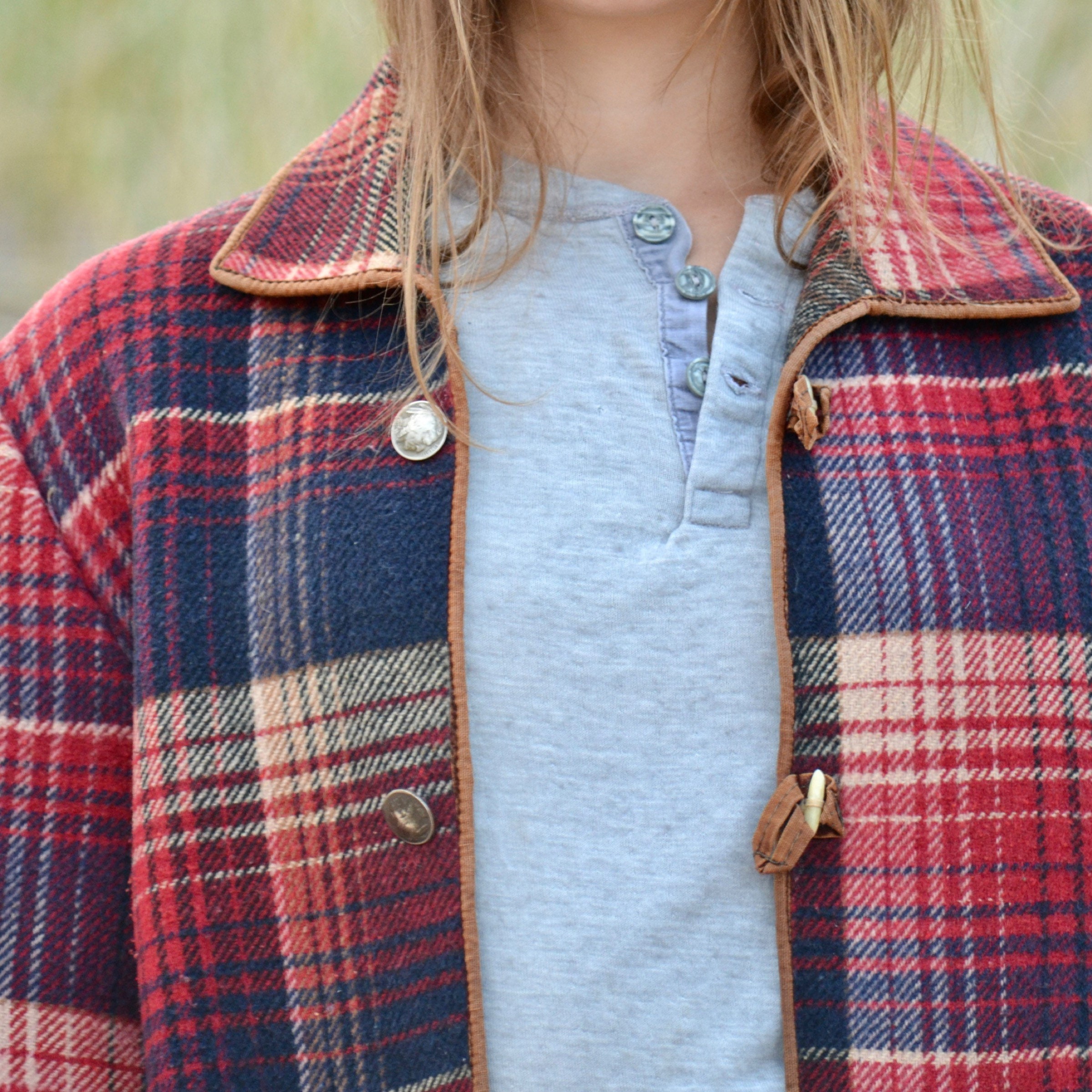 Vintage 30s Plaid Blanket Coat | Handmade OOAK Antique