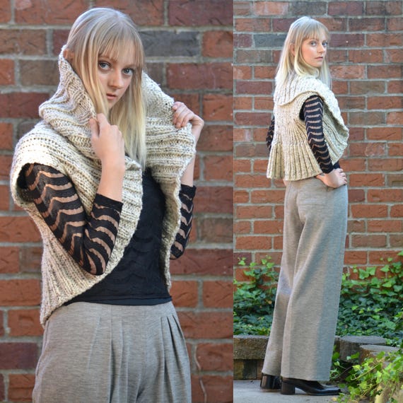 vintage 70s Sweater Vest | Chunky Knit Sweater Wra