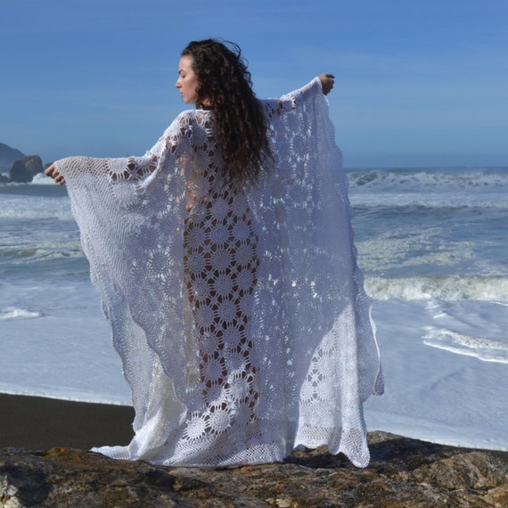 white crochet wedding dress