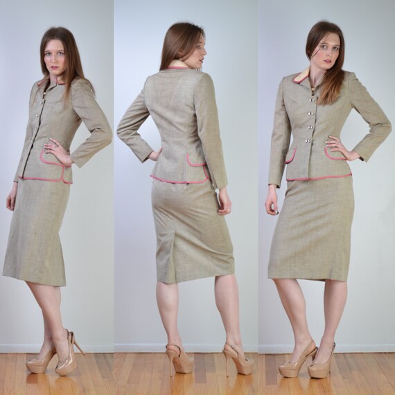 vintage 40s LILLI ANN Suit | Pink Fleck Tweed Wool