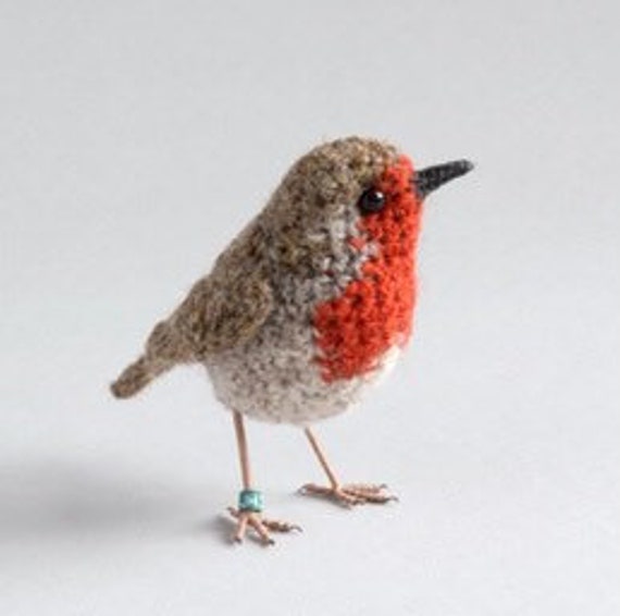 British robin fibre art bird sculpture | Etsy
