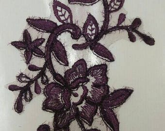 1 apply beautiful guipure 31 cm X 11 cm plum organza