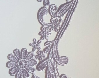 1 Appliqué Dentelle Guipure Venise Scrapbooking lilas