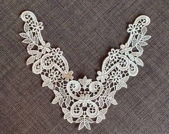 1 x petite applique dentelle guipure blanc L25 cm X H21 cm