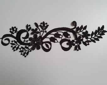 1 Appliqué Dentelle Guipure Venise Scrapbooking Noir