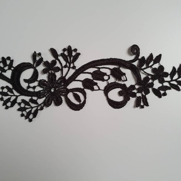 1 Appliqué Dentelle Guipure Venise Scrapbooking Noir