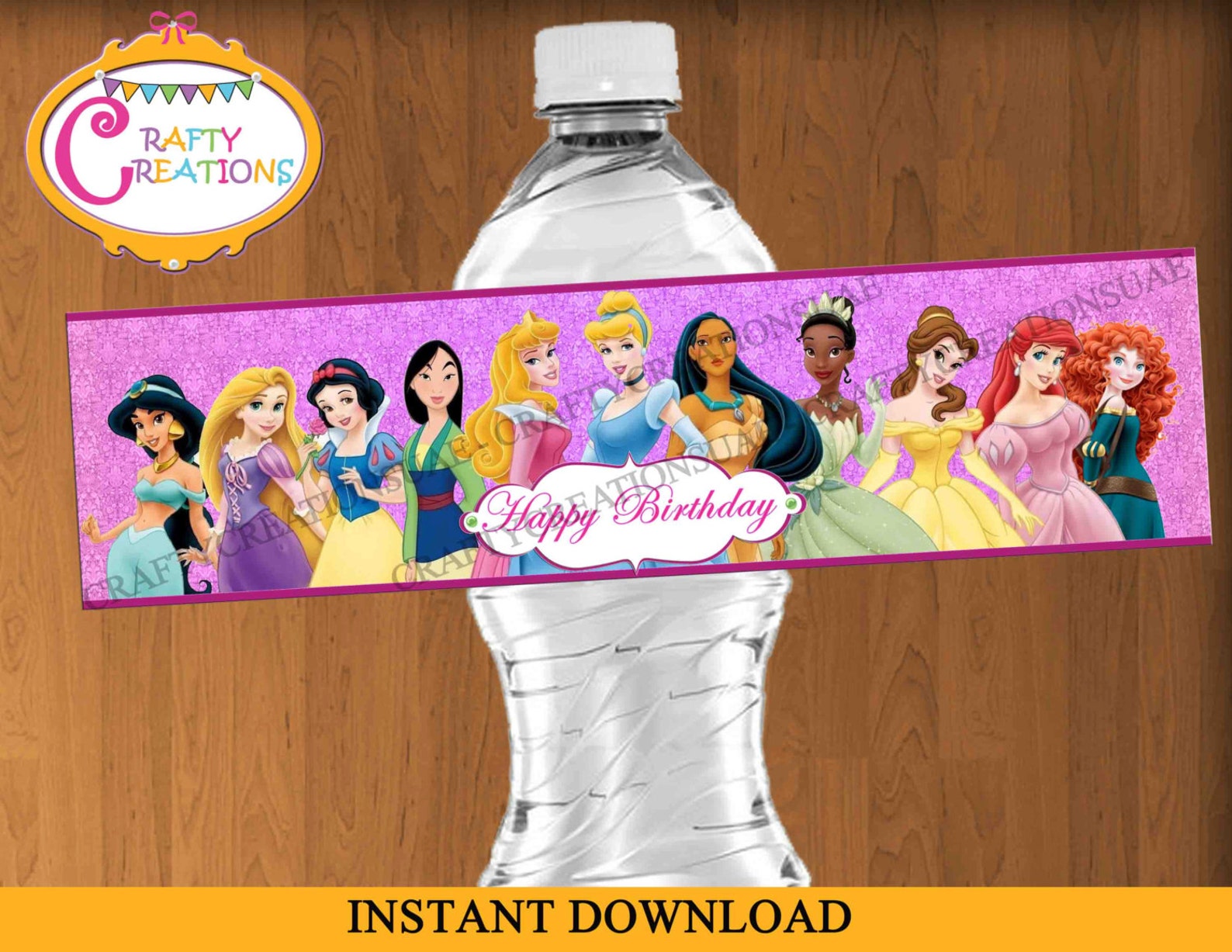 Instant Download Disney Princess Water Bottle Labels Etsy