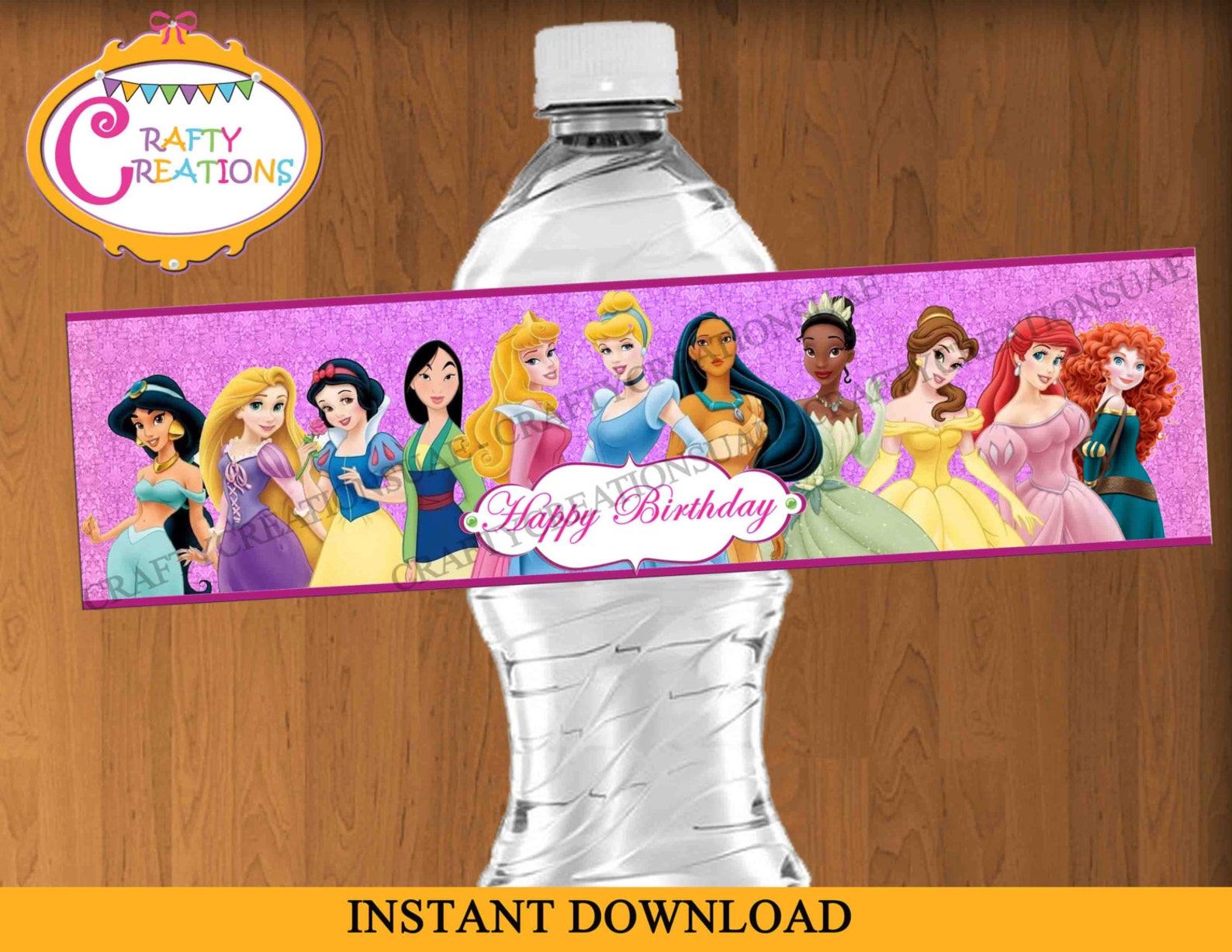INSTANT DOWNLOAD Disney Princess Water Bottle Labels | Etsy