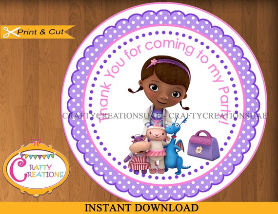 Items similar to Doc McStuffin Favor Tag - Thanks you Tag - Labels - Party Favors - Birthday ...
