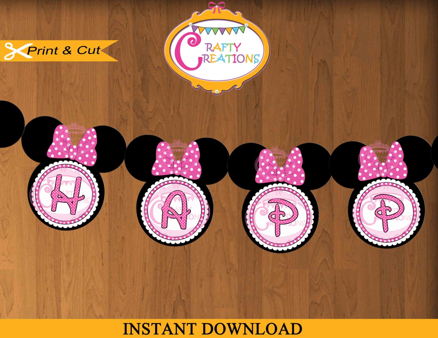 Minnie Mouse Banner Printable Pink Minnie Mouse Party Banner Etsy