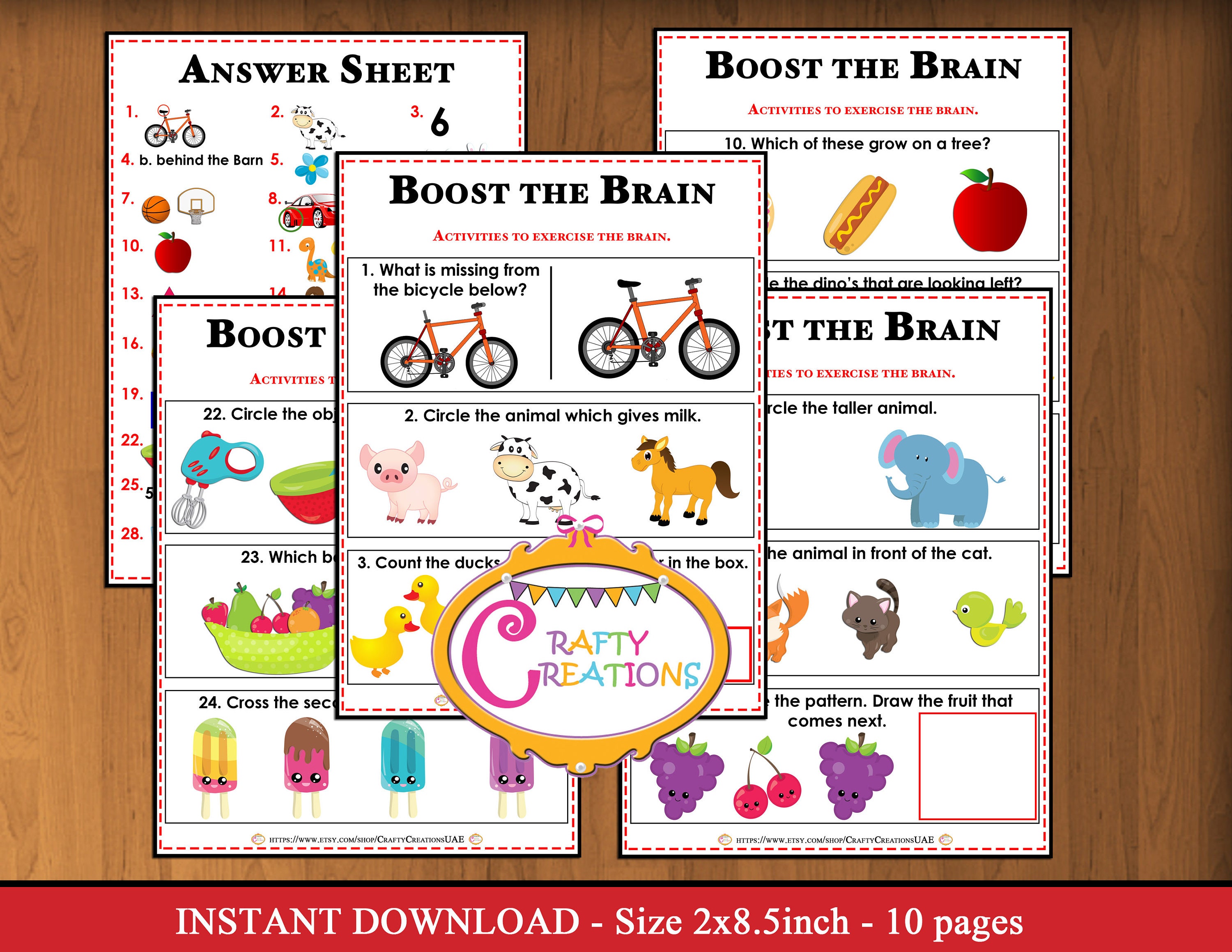 INSTANT DOWNLOAD Brain booster Worksheets Preschool | Etsy