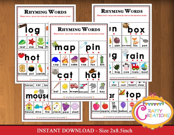 INSTANT DOWNLOAD Rhyming Words Worksheets Preschool | Etsy