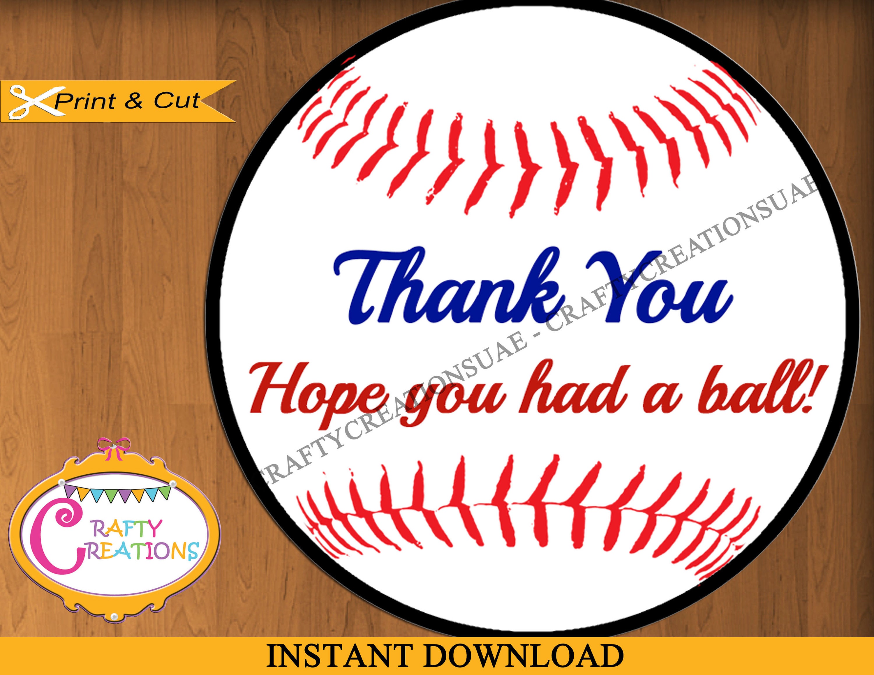 INSTANT DOWNLOAD Baseball Labels Printable Thank You Favor | Etsy