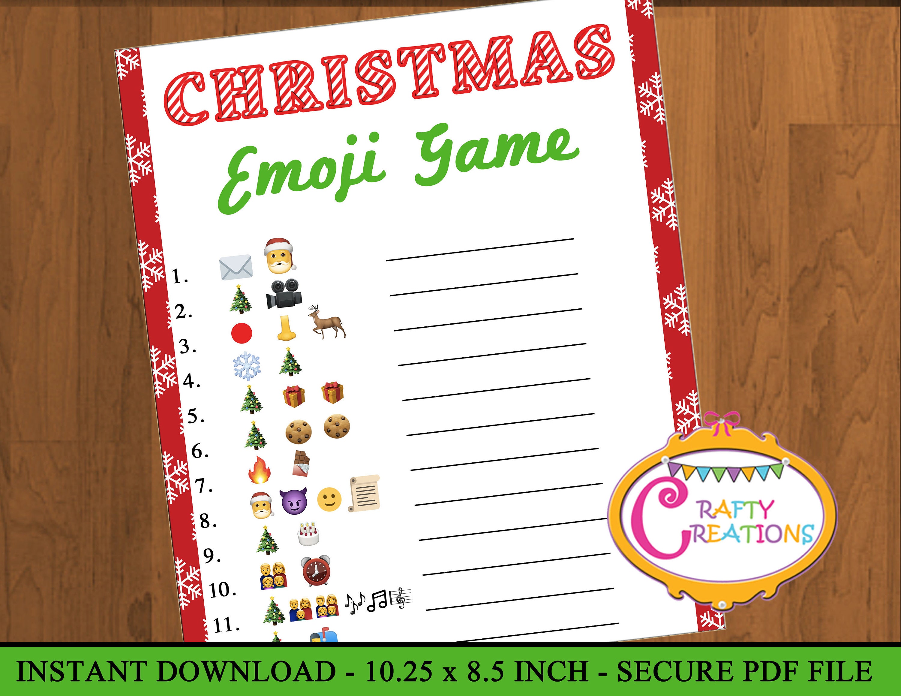 INSTANT DOWNLOAD Printable Christmas Party Emoji Game | Etsy