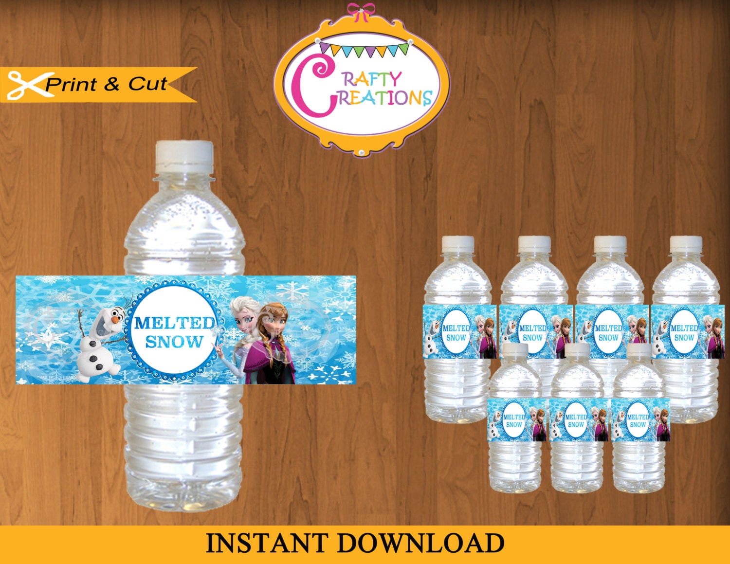 instant download printable frozen water bottle labels etsy