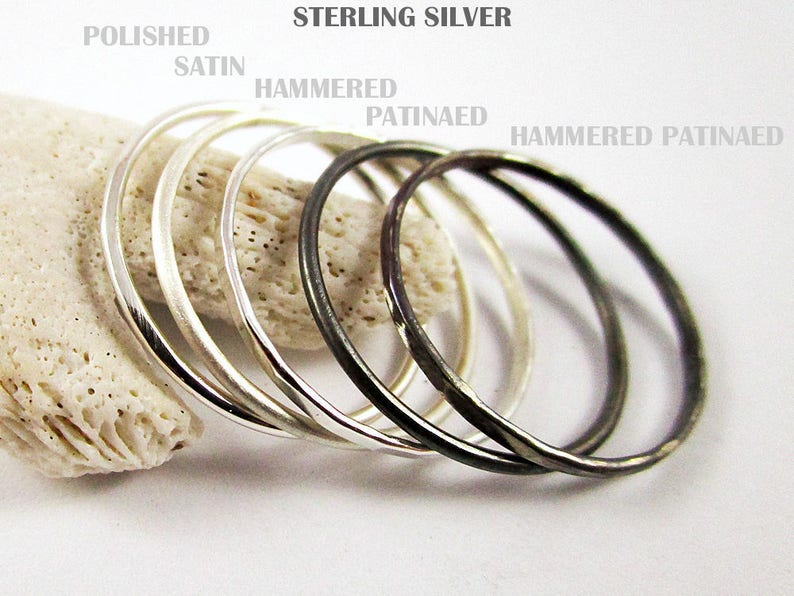 Set Stacking Ring Sterling Silver Rings Yellow Gold Filled Twisted Ring Gold Ring Great Stackable Ring Stacking Ring Thin Rings 5 rings