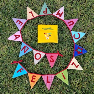 Pancarta colorida de feliz cumpleaños, 4 piezas de tela de fieltro de arco  iris, banderines de varios colores para colgar, guirnalda de fiesta de