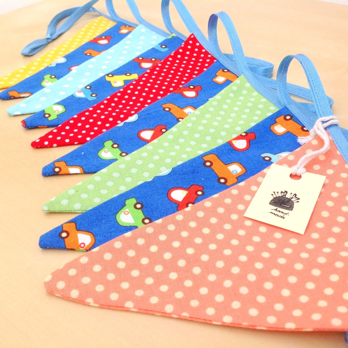 Fabric Bunting Banner Cars and Polka Dots Banner Nursery Etsy