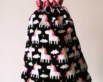 Uniconrs Drawstring bag, Reusable bag, Drawtring pouch, kids bag, snack bag, multiporpuse bag, unicorn gift bag