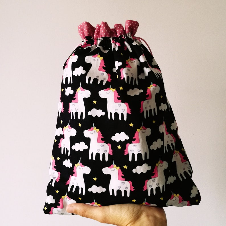 Drawtring pouch multiporpuse bag Uniconrs Drawstring bag snack bag Reusable bag kids bag unicorn gift bag