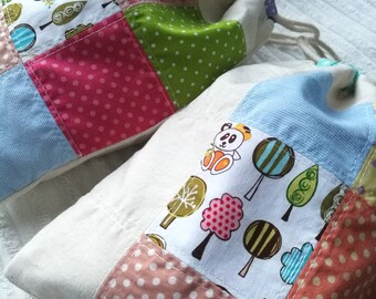 Worek ze ściągaczem Patchwork, Saszetka Patchwork, Torba wielokrotnego użytku, Saszetka ze ściągaczem, torba dla dzieci, torba na przekąski, torba wielofunkcyjna, torba prezentowa Patchwork