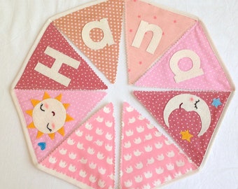 Pastel Fabric name banner, Personalize fabric banner, Soft colors Bunting name, Custom name garland, Baby name banner, Nursery decor
