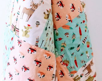 Woodland babyquilt, patchwork-quilt, berendeken, vosdeken, kraamcadeau, babydeken,