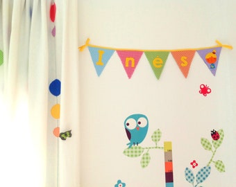 Banderines de tela personalizados, Nombre bebe, Guirnalda con nombre, Decoración nombre, Decoración fiesta cumpleaños, Banderines coloridos