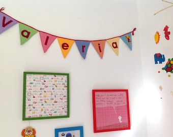 Stof naam banner, Personaliseer stof banner, Bunting naam, Aangepaste naam slinger, Baby naam banner, Kwekerij naamteken decor, naam banner